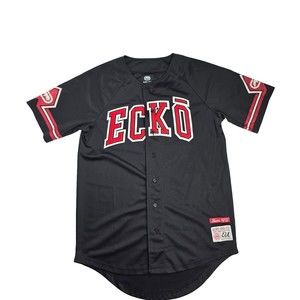 Y2K Ecko Unltd Jersey Baseball Vintage Mens Black Red Logo Short Sleeve Small